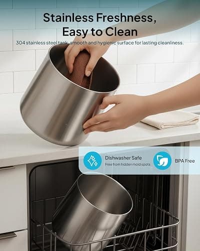 7L Ultrasonic Stainless Steel Cool Mist Humidifier for Bedroom & Large Room, Top Fill, Ultra Quiet 24dB, 3 Mist Levels, Easy Clean Dishwasher Safe Humidifier for Living Room Office thumbnail 2