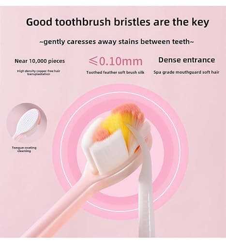POMN Pink Soft Bristle Toothbrush Fairy Toothbrush Cute Girl Kid's Toothbrush Micro Fur Manual Toothbrush with 10000 Ultra Soft Bristle (2 Pack) thumbnail 5