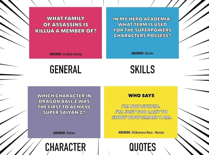 All I Need is ANIME - Anime Trivia Card Game - Base Game + Expansion Combo 155 Cards Total, Character, Quotes & Skill Challenges, Fun Anime Party Game for Fans, Teens & Adults (Bundle) thumbnail 3