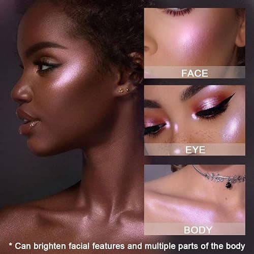 8 Color Face Cheek Highlighter Makeup Palette Shimmer Glitter Iridescent Multichrome Holographic Eyeshadow Palette Purple Rainbow Glitter Highlighter Makeup Highlight and Contour Chrome Eye Make up thumbnail 5