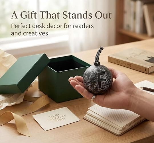 MillMB Initial Bomb Paperweight Humor Decor with Ball Functional and Stylish Office Gift for Office Co-Worker Boss,Student with Letter Desk Decor thumbnail 8