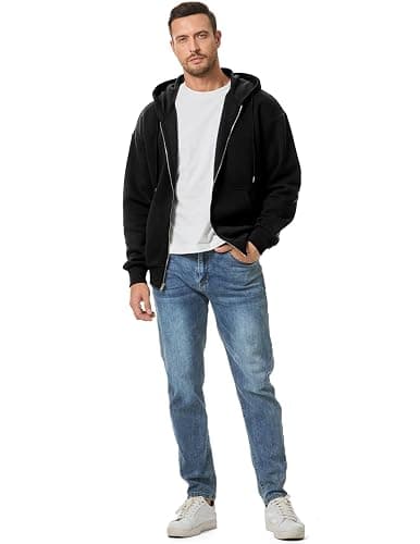 JMIERR Mens Full Zip Casual Cotton Hooded Fleece Drawstring Hoodies Pullover Sweatshirts Casual Long Sleeve Shirts thumbnail 5