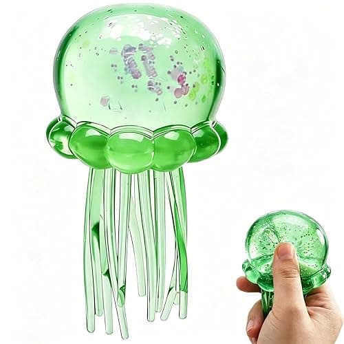 Jellyfish Squishy, Jellyfish Design Squeeze Stress Ball, Sensory Toy with a Super Solid Squish for Adult,Squeeze Toys for Anxiety and Stress Relief, Party Gifts (Green) - Image 1