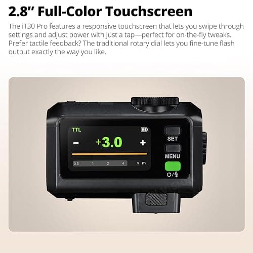 Godox iT30 Pro C iT30Pro C iT30ProC iT30Pro-C Mini Flash for Canon Camera, TTL Auto-Exposure, HSS 1/8000 Seconds, 2.4G Wireless Xsystem, 2.8" Full-Color Touchscreen, Lithium Battery (Black) thumbnail 4