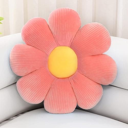 Sioloc Flower Pillow,Flower Shaped Throw Pillow Butt Cushion Flower Floor Pillow,Seating Cushion,Cute Room Decor & Plush Pillow for Bedroom Sofa Chair(Red,23.6'') - Red - 23.6 Inches - Image 1
