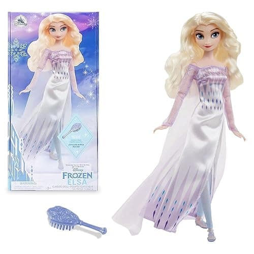Disney Store Official Princess Classic Doll (Elsa from Frozen 2), 11 Inches, Includes Brush with Molded Details, Fully Posable Toy in Classic Outfit - Disney Princess Toys - Image 1