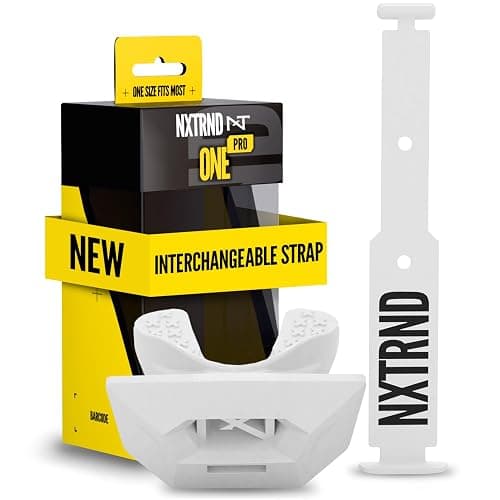 Nxtrnd One Pro Football Mouth Guard, Interchangeable Strap, Fits Adult & Youth (White) - Image 1