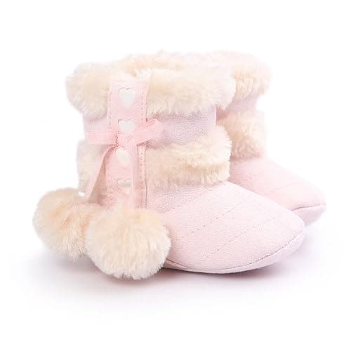 ESTAMICO Baby Girl Plush Winter Snow Bowknot Boots thumbnail 2