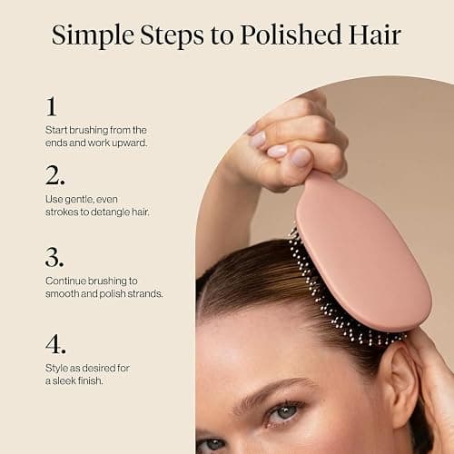 Kitsch Smooth & Polish Brush – Dual Bristle Detangler Brush, Shine & Frizz Control – Vegan Boar & Nylon Hair Brush with Cushioned Pad for Scalp Massage – Hair Care Tool for All Hair Types - Terracotta thumbnail 7