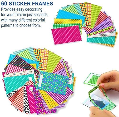 Fujifilm Instax Mini Instant Film (2 Pack, 40 Sheets) 5 Plastic Desk Frames + 60 Sticker Frames + 2 Packs Corner Stickers thumbnail 4