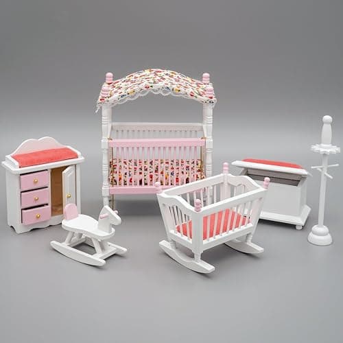 Odoria 1/12 Miniature Baby Nursery Furniture Set Dollhouse Accessories - Image 1