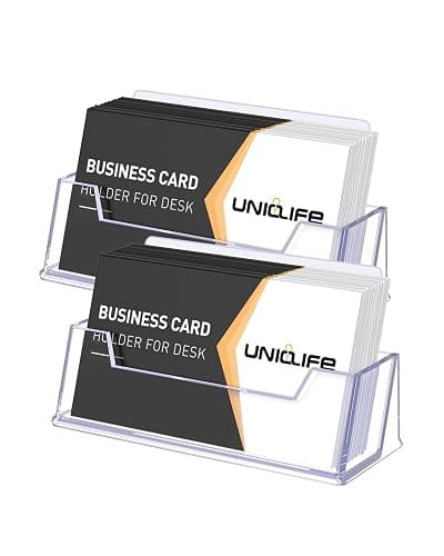 Uniclife 2 Pack Acrylic Business Card Holder for Desk, 60 Card Capacity | 1 Slot Clear Business Card Display Stand for Men Women Desktop Business Card Organizer Card Stand for Office Home Exhibition thumbnail 8