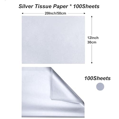 Jkopsnr 100 Sheets Silver Tissue Paper 20x12 Inches Tissue Paper for Gift Bags Wrapping Tissue Paper Bulk for DIY Crafts Birthday Baby Shower Festival Holidays Decorative thumbnail 3