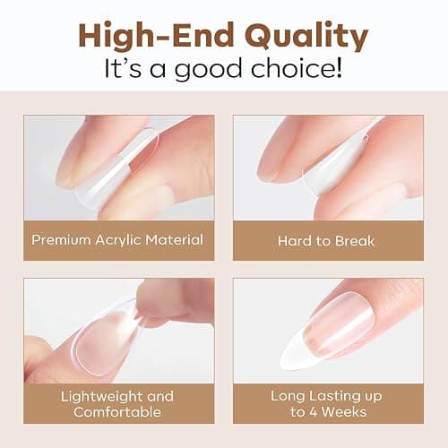 modelones Short Almond Nail Tips, Pre-shaped Soft Gel Tips Fake Nails False Acrylic Clear Full Cover Press on Extension Kit Gel Manicure DIY at Home 216PCS 12Sizes thumbnail 8