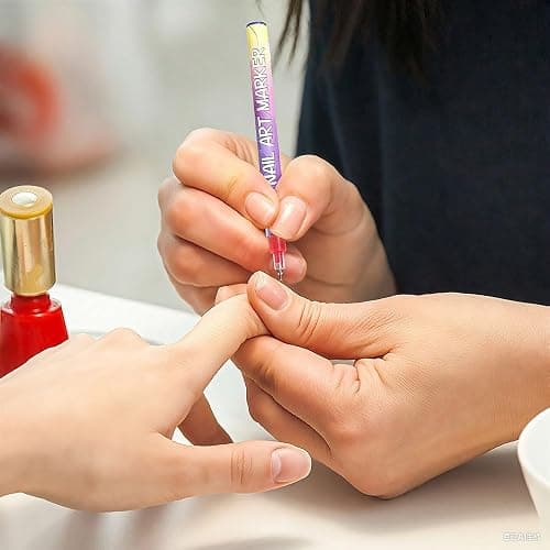 Nail Art Marker Set, 12 Colors Water-Based Quick Dry Pens, 0.5mm Fine Tip for DIY Nail Design Drawing, Professional Nail Polish Markers for Kids and Adults (1 Set) thumbnail 7