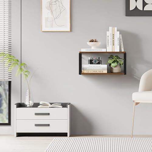 NANAGIFTREE Floating Nightstand, Wood Bedside Shelf Wall Mounted Nightstand, Floating Bedside Table Wall Shelf for Bedroom, Living Room, Bathroom, Kitchen, Office (Vintage Brown) thumbnail 8