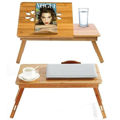 LN COZY CORNER Premium Bamboo Laptop Stand – Adjustable & Portable Laptop Riser for Desk/Bed/Sofa, Foldable Design with Drawer – Ergonomic Laptop Accessory for Home/Office thumbnail 7