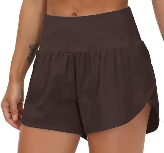 THE GYM PEOPLE Womens High Waisted Running Shorts Quick Dry Athletic Workout Shorts with Mesh Liner Zipper Pockets thumbnail 6