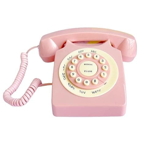 Retro Corded Landline Phone, TelPal Classic Vintage Old Fashion Telephone for Home & Office, Wired Home Phone Gift for Seniors - Pink thumbnail 3