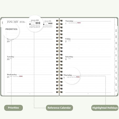 2026 Planner, Weekly and Monthly Calendar Agenda Book, Jan 2026 - Dec 2026, Hardcover Planning Academic Planner for Office School Supplies and Desk Accessories - A5 (6.3'' x 8.5'') thumbnail 3