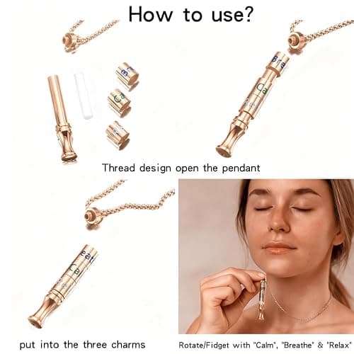 Fidget Necklace with Spinning Calm, Breathe, Relax Charms - Sensory Anxiety Relief & Deep Breathing Aid Stainless Steel Necklaces for Women Men thumbnail 5