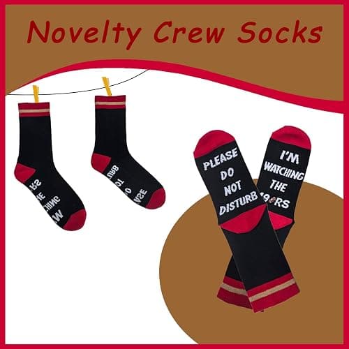 SAKCUNYAPY Crew Socks Birthday Gifts | Please Do Not Disturb, I’m Watching The | Sports Season Football Game Gifts Christmas Thanksgiving Day Gift for Men Dad Grandpa Husband Son and Boyfriend thumbnail 2