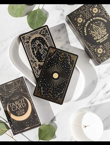 Mystical Gold Foil and Black Tarot Cards with Guide Book for Beginners and Advanced Tarot Readers; Large Tarot Deck with Extensive Guidebook of the Symbolic Meanings of Past History and Future Destiny - Classic thumbnail 3