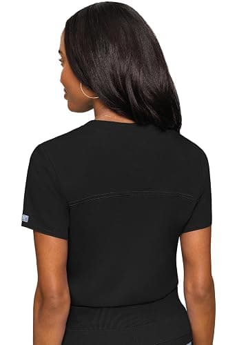 Med Couture Women's V-Neck Scrub Top, Modern Fit Tuck-in Top with Stretchy Rib-Knit Shoulders and Chest Pocket - MC7448 thumbnail 2