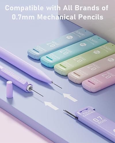 Four Candies 0.7mm Lead Refills in Cute Case, Pack of 360 PCS Black HB #2 Break Resistant Mechanical Pencil Refills, 6 Tubes of 0.7 Leads, 60 Pieces per Tube thumbnail 3