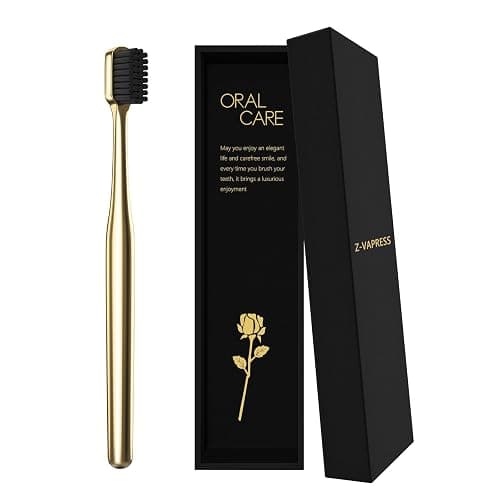 Z-VAPRESS Gold Color Toothbrush Soft Charcoal Bristles Travel Toothbrushes for Adults Luxury Gold Plated Toothbrushes Manual Toothbrush thumbnail 4