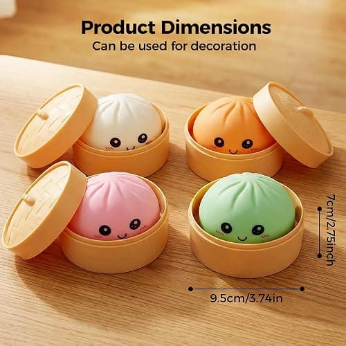 Dumpling Squishies, Handmade Pressure Relief Balls, Dumpling Squishy Big Bun Squeeze Dough Ball Stress Relief Fidget (Light Beige) thumbnail 3