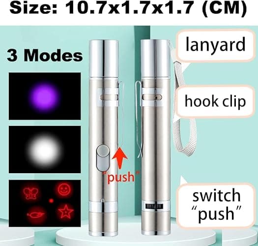 Cat Toys 2 pcs, 7 in 1 Function Interactive Cat Toy, USB Rechargeable LED Light, Interactive for Indoor Cats Dog, Red Dot Kitten Practice Chaser Toys thumbnail 3