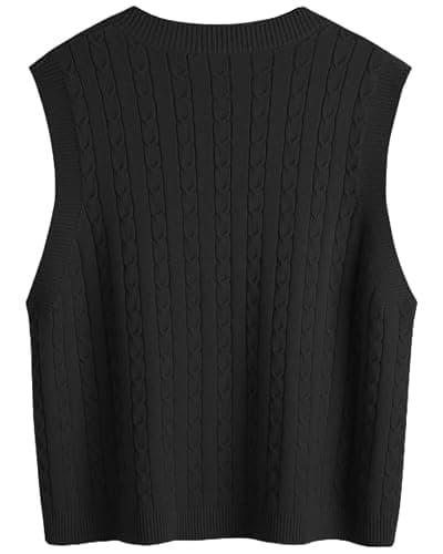 SUNSESS Sleeveless Jumpers for Women V Neck Cable Knit Sweater Vest Chunky Ribbed Pullover Tank Top thumbnail 2