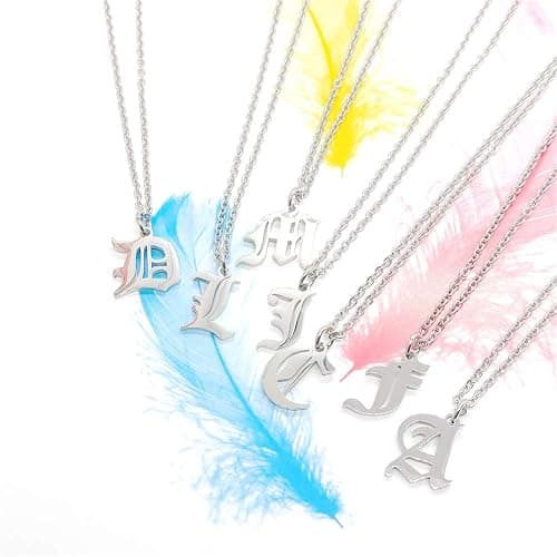 Elefezar Old English Initial Alphabet Letter Necklace thumbnail 5