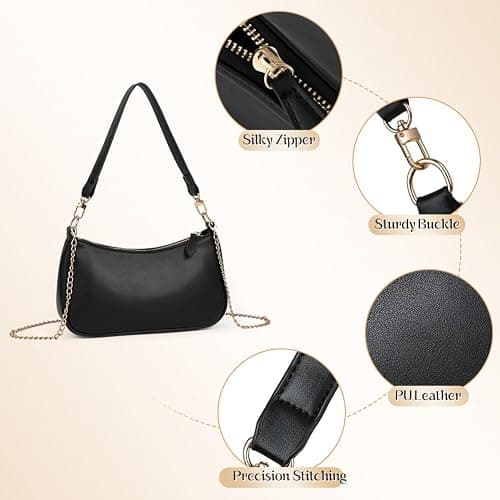 Aucuu Shoulder Bag for Women, Clutch Purse with Chain, PU Leather Shoulder Bag for Women, Handbag, Crossbody Bag, Crescent Hobo Bag Gift for Birthday and Anniversary thumbnail 2