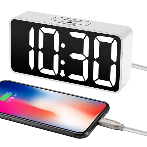 DreamSky Small Digital Alarm Clock for Bedroom, Large Big Numbers Display with Brightness Dimmer, Electric Bedside Desk Clock with USB Charging Port, Adjustable Alarm Volume, USB-C Adapter Powered thumbnail 6
