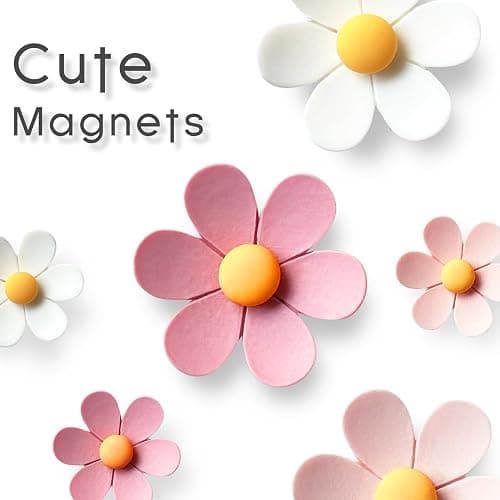 18 pcs - Cute Flower Magnet, Girl Pink Magnet for Fridge and Locker, Whiteboard, and Decoration（18 pcs - Flower-Pink thumbnail 4