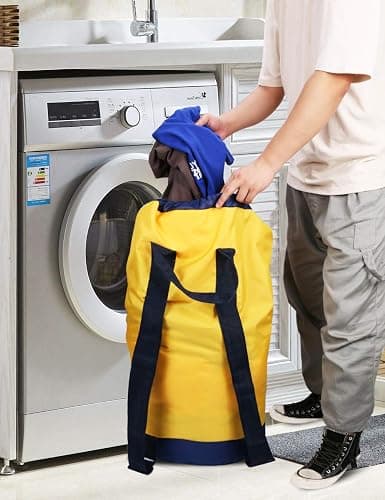 Dalykate Backpack Laundry Bag, Laundry Backpack with Shoulder Straps and Mesh Pocket Durable Nylon Clothes Hamper Bag with Drawstring Closure for College, Travel, Laundromat, Apartment thumbnail 7
