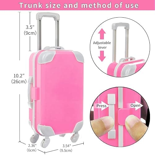ZQDOLL American 18 inch Doll Clothes and Accessories - Travel Suitcase Play Set Including Suitcase Clothes, Shoes, Sunglasses, Camera, Unicorn Pillow, for 18 inch Doll(No Dolls) thumbnail 3