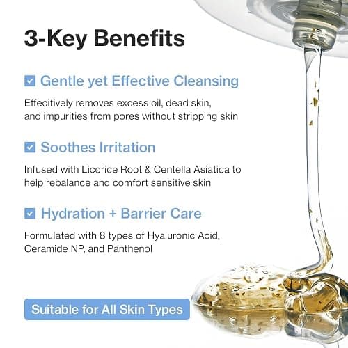 YUMU Licorice Deep Pore Facial Cleanser, for Double Cleansing, Centella Asiatica + Ceramide NP + Glycerin, Hydrating Gel Cleanser, Blackhead Remover, Korean Skincare (150ml/5.07 fl.oz.) thumbnail 3