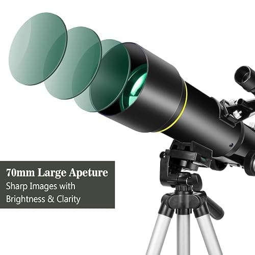 Telescopes, Telescope for Kids and Adults Beginners, 70mm Aperture 400mm Focus Length Refractor Travel Telescope with AZ Mount for Observe The Moon and Landscape-Black thumbnail 2