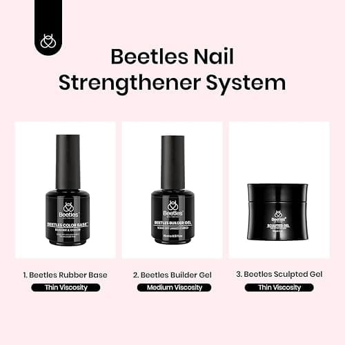 Beetles Rubber Base Builder Nail Gel Set - 6 Colors Nude Pink White Base Gel Polish 5 in 1 for Nail Extension, Repair and Sculpting, Soak Off U V LED Lamp Cure Manicure Art Design Gifts for Women thumbnail 8