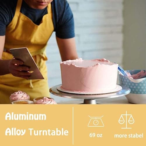 Jninexiu 12 Inch Aluminium Alloy Revolving Cake Stand, Rotating Cake Turntable for Cake, Cupcake Decorating Supplies (35Pcs) thumbnail 4