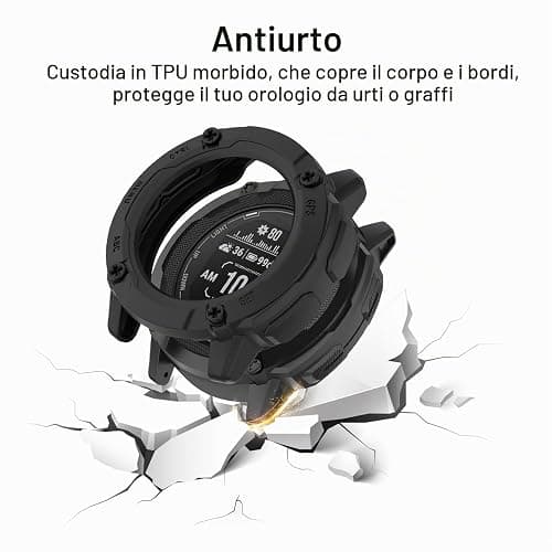 SumRioo Cover Compatibile con Garmin Instinct 2X, [Senza Pellicola Protettiva] Custodia in TPU Flessibile Morbido Custodia Durevole per Garmin Instinct 2X, Nero thumbnail 3