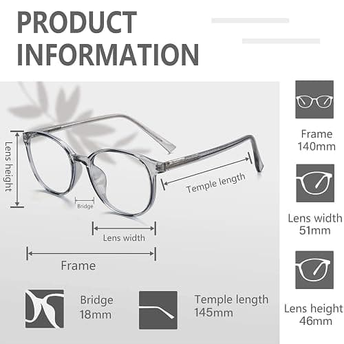 FONHCOO Blue Light Blocking Glasses Women Men Computer Eyeglasses,TR90 Fashion Round Transparent Anti Blue Light Glasses with Anti Eyestrain & UV Glare for Gaming & Reading (Smoke Grey) thumbnail 6
