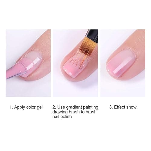 LWBTOSEE 2pc Ombre Nail Brush Nail Art Painting Pen Set,UV Gel Polish Gradient Color Rhinestone Crystal for Ombré,Black and White,Metal Diamond Acrylic Handle(C) thumbnail 8