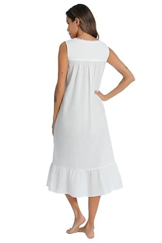 AVIIER 100% Cotton Nightgowns for Women Sleeveless Sleep Dress Ladies Gowns Sleepwear with Pockets thumbnail 7