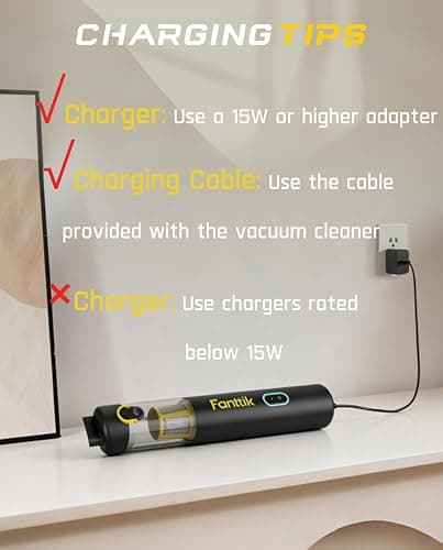 Fanttik Slim V8 APEX Car Vacuum, 4-in-1 Portable Mini Cordless Vacuum with 19000pa Suction Power, Type-C Charge, 2 Suction Modes, Handheld Vacuum for Small Jobs, Car, Office Desk, Keyboards (Black) thumbnail 4