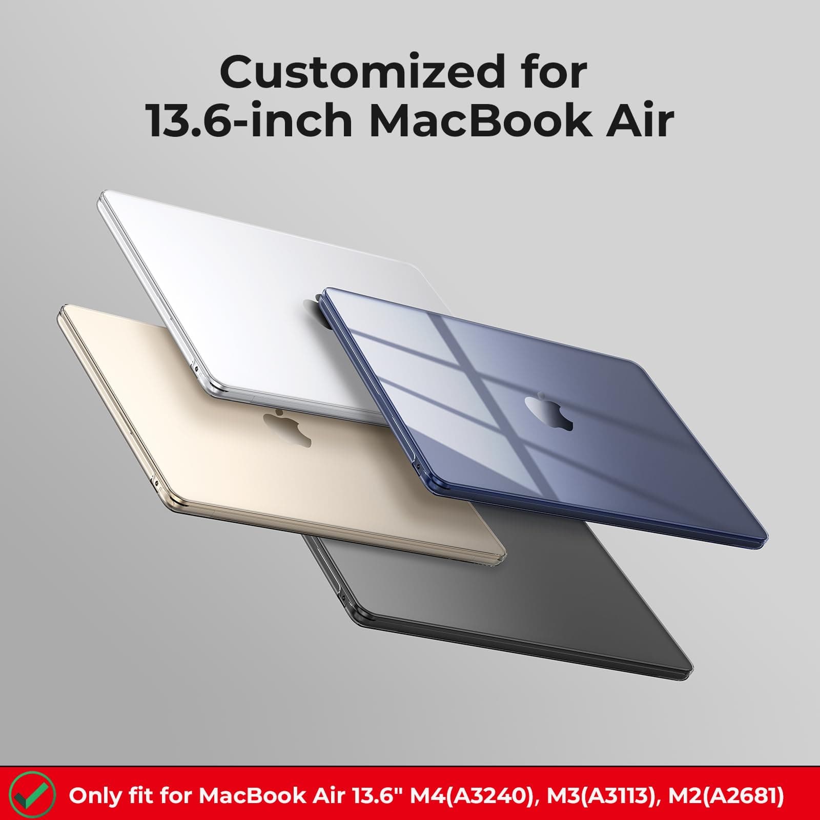 EooCoo Compatible with MacBook Air 13 inch Case M5 2026-2022 M4 M3 M2 Model A3449 A3240 A3113 A2681, Clear Air 13.6" Laptop Hard Shell Case + Keyboard Cover + Screen Film, Crystal Clear thumbnail 7