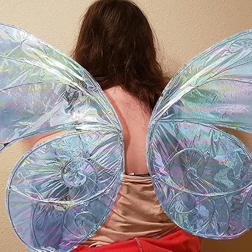 1 Roll 50ft Iridescent Light Blue Cellophane Wrap for Gift Baskets - Colored Cello Wrap - Rainbow Light Blue Wrapping Film (50' Long x 17" Wide) Colored Film Roll for, Fairy Wings, DIY Craft Babyshower. thumbnail 5